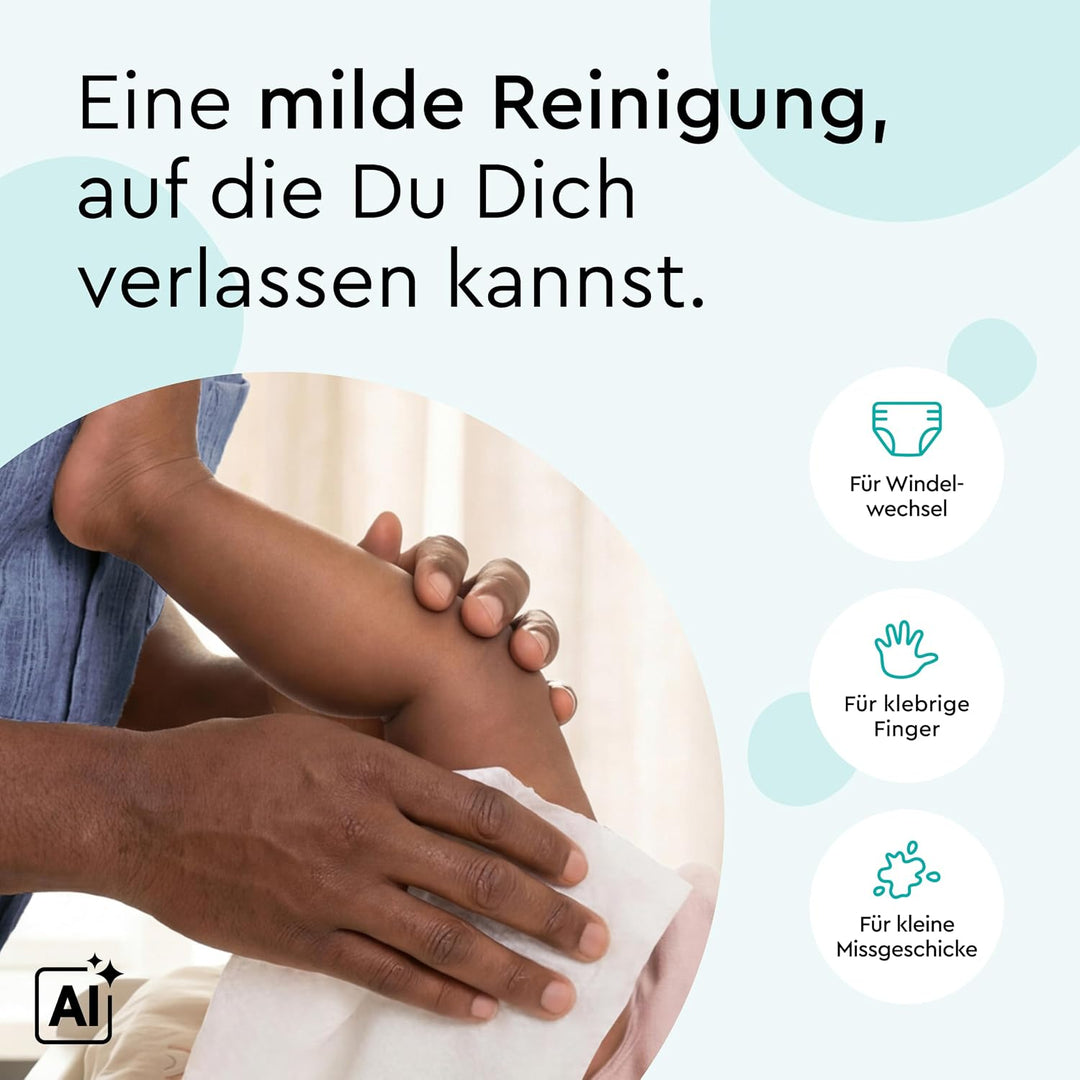 LILLYDOO Baby Feuchttücher mit 99% Wasser, 10 x 60 Stück (600 Feuchttücher), 100% plastikfreies Tuch