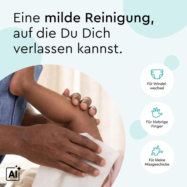 LILLYDOO Baby Feuchttücher mit 99% Wasser, 10 x 60 Stück (600 Feuchttücher), 100% plastikfreies Tuch