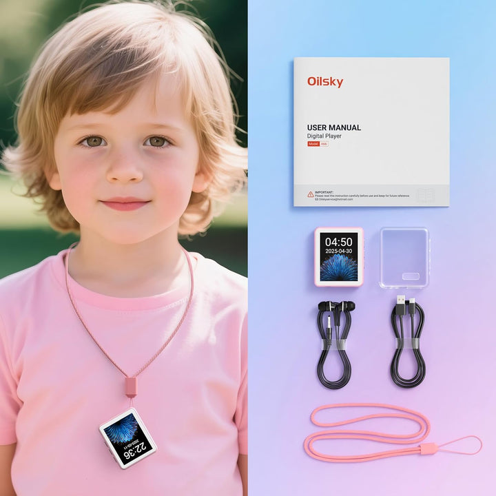 128GB MP3-Player mit Bluetooth, Oilsky 1,8 Zoll Mini Touchscreen MP3, eingebauter Lautsprecher und F