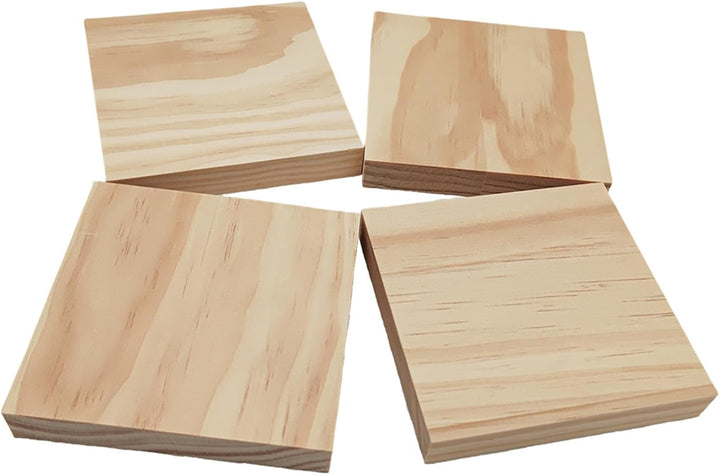 Unlackierte quadratische Holzblöcke zum Basteln, 10 x 10 x 1,5 cm, blanko, Kiefernholzbretter für Ho