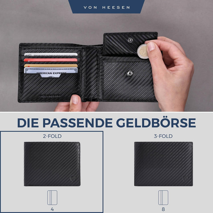 VON HEESEN Leder Geldbörse RFID Schutz I Echtleder Geldbeutel für Damen &amp; Herren I Portemonnaie Brie