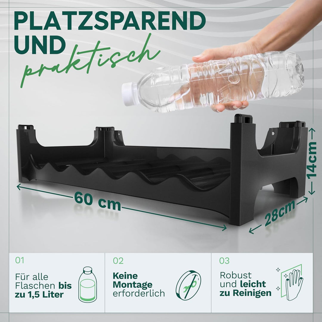 Novaliv Flaschenregal Schwarz für 12 Flaschen, erweiterbar, stapelbar, Getränkeschrank für Flaschen,
