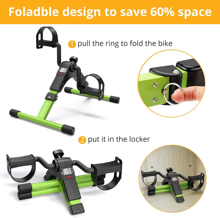 Mini Fahrrad Pedal Trainer für Arm- und Beintrainer Heimtrainer mit LCD-Monitor Grün, Grün