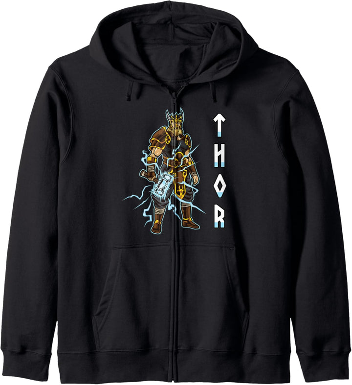 Donnergott Thor - Nordische Mythologie - Wikinger Krieger Kapuzenjacke