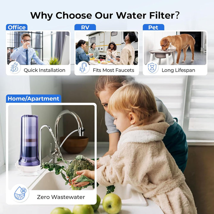 iSpring CT10-CL Mehrstufiges Aufsatzfiltersystem für Trinkwasser, Wasserfilter mit vielseitigem Wass