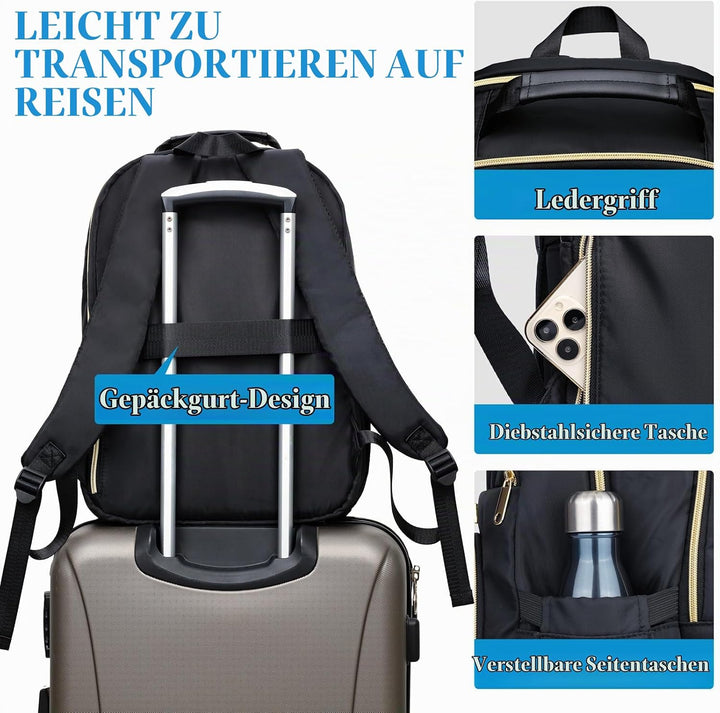 Rucksack Damen Arbeit Rucksack, 17.3 Zoll Schulrucksack Mädchen Teenager mit USB Ladeanschluss, Lapt