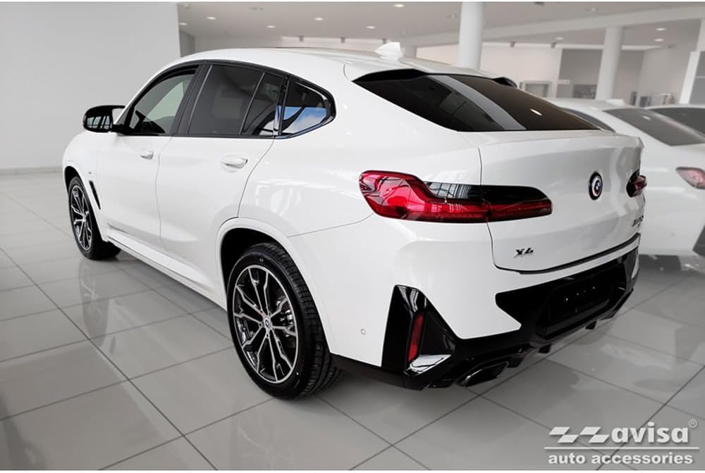 Avisa Schwarz Edelstahl Heckstossstangenschutz kompatibel mit BMW X4 G02 FL 2021- mit M-Paket &