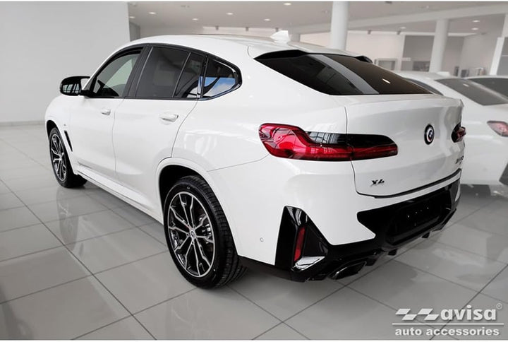 Avisa Schwarz Edelstahl Heckstossstangenschutz kompatibel mit BMW X4 G02 FL 2021- mit M-Paket &