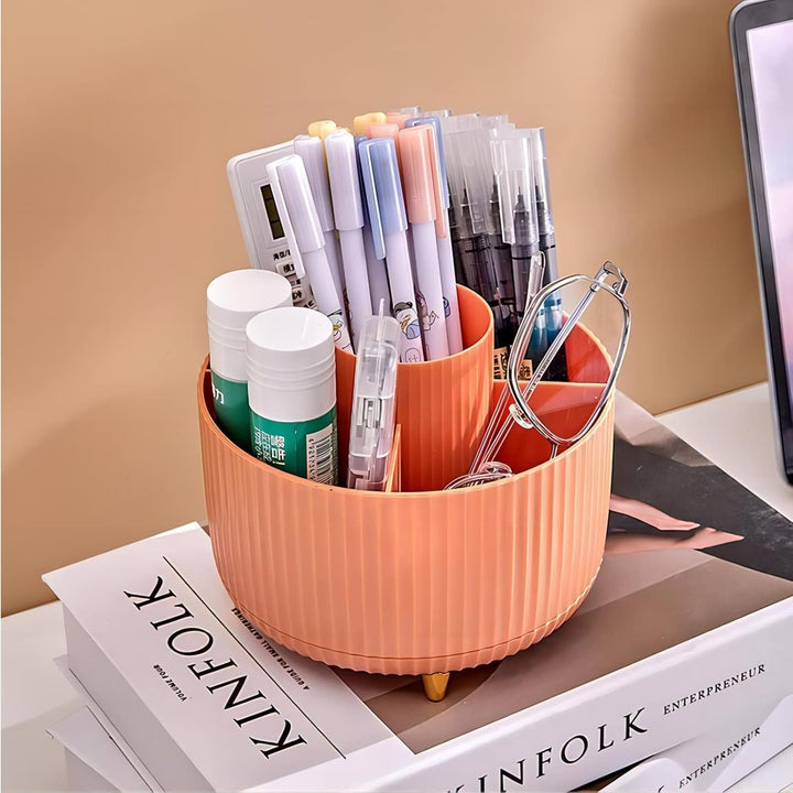 DASITON Make up Kosmetik Organizer mit 5 Fächern,360° Drehbarer Pinsel Organizer,Grosser Kapazität S