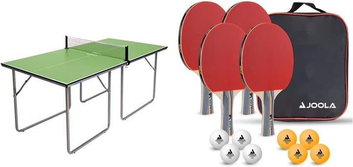 Joola Unisex – Erwachsene Midsize Tischtennisplatte 19115, grün, 168x84x76 Bundle mit Tisch Tennis-S