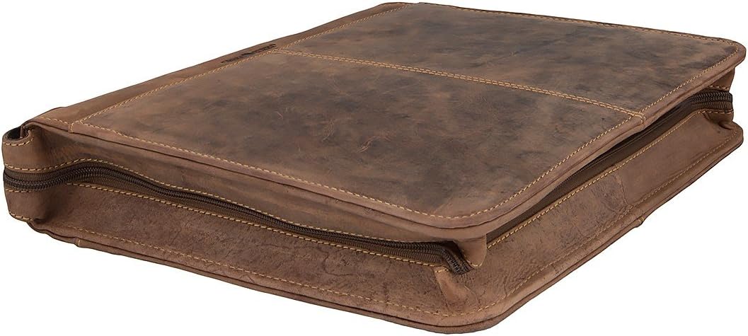 GreenBurry Schreibmappe 34 x 29 x 8 cm Rind-Leder RingBuch-Mappe Aktenmappe