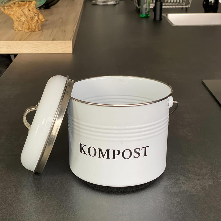 Komposteimer Biomülleimer aus Eisen für die Küche - 21.5 x 19 x 20.5 cm - 3 Liter Füllmenge - Behält