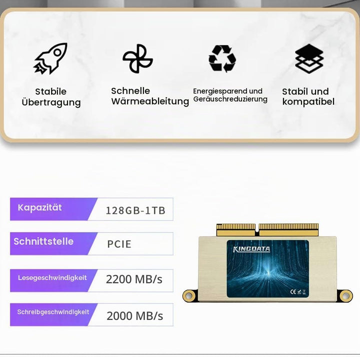 KINGDATA 1TB SSD für MacBook Pro A1708 PCIe Gen3x4 M.2 NVMe, interne Solid State Drive Upgrade für M