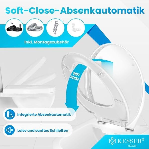 KESSER® WC Sitz mit Absenkautomatik Toilettendeckel Quick-Release-Funktion und Softclose - einfache