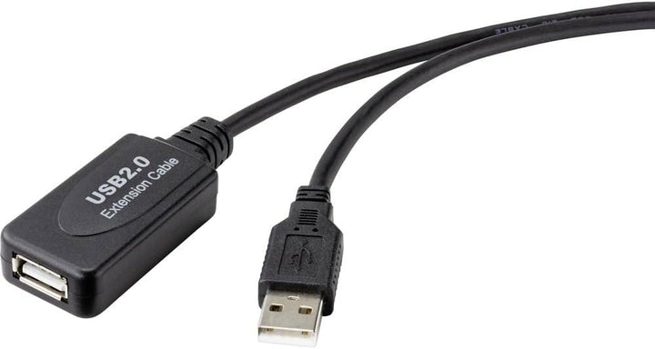 Renkforce USB-Kabel USB 2.0 USB-A Stecker, USB-A Buchse 20.00 m Schwarz Aktiv mit Signalverstärkung
