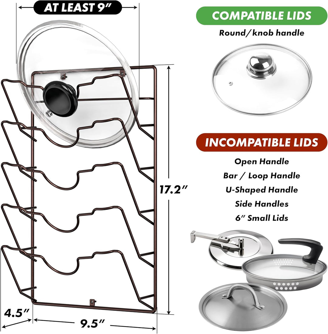 Simple Houseware Topfdeckelregal zur Wandmontage, 24,1 cm B x 11,4 cm T x 44,2 cm, Bronze-Finish, Br
