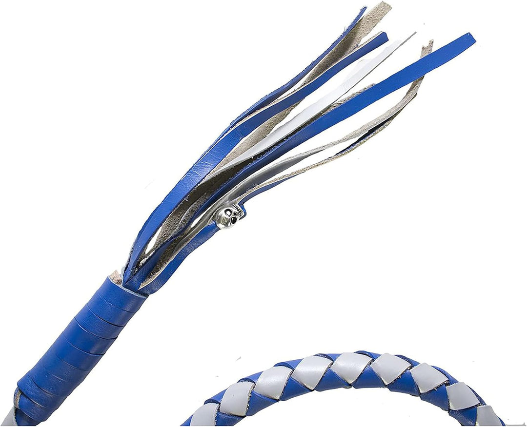 Dream Apparel Motorrad-Peitsche für Lenker, 106,7 cm, mit Fransen, Blau und Silber, Blau und Silber