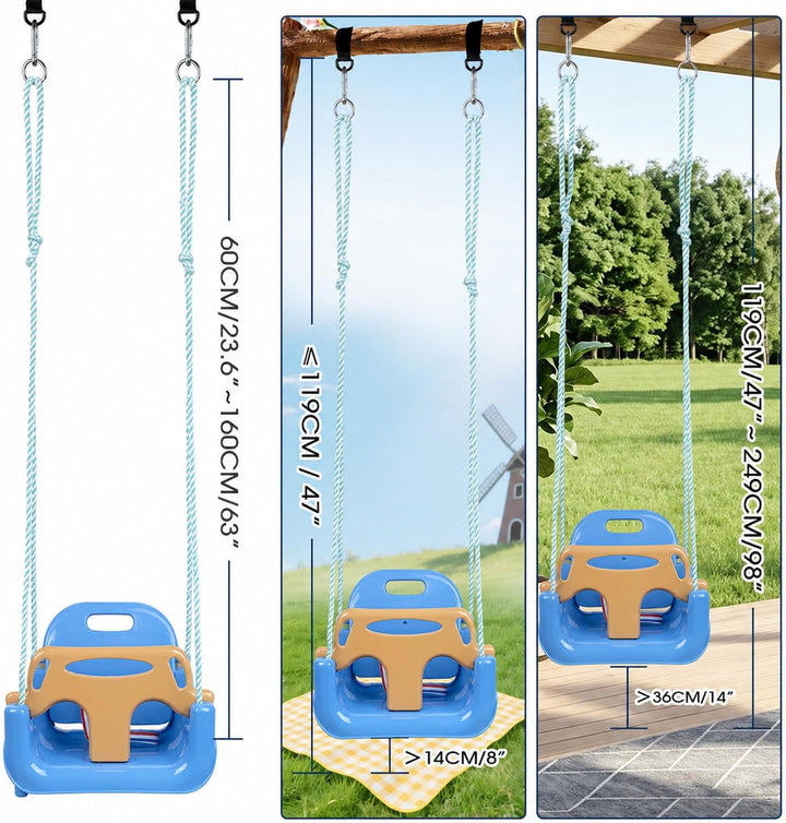 KINSPORY Kinderschaukel Babyschaukel 3 in 1 Babysitz verstellbar Mitwachsend Schaukelsitz Gartenscha