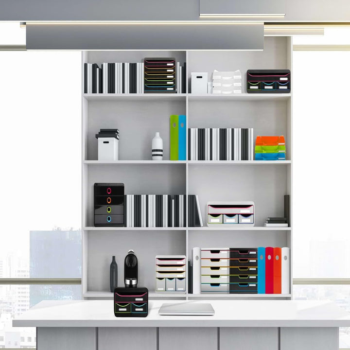 Exacompta 314498D Premium Ablagebox mit 4 Schubladen für DIN A+ Dokumente. Belastbare Schubladenbox