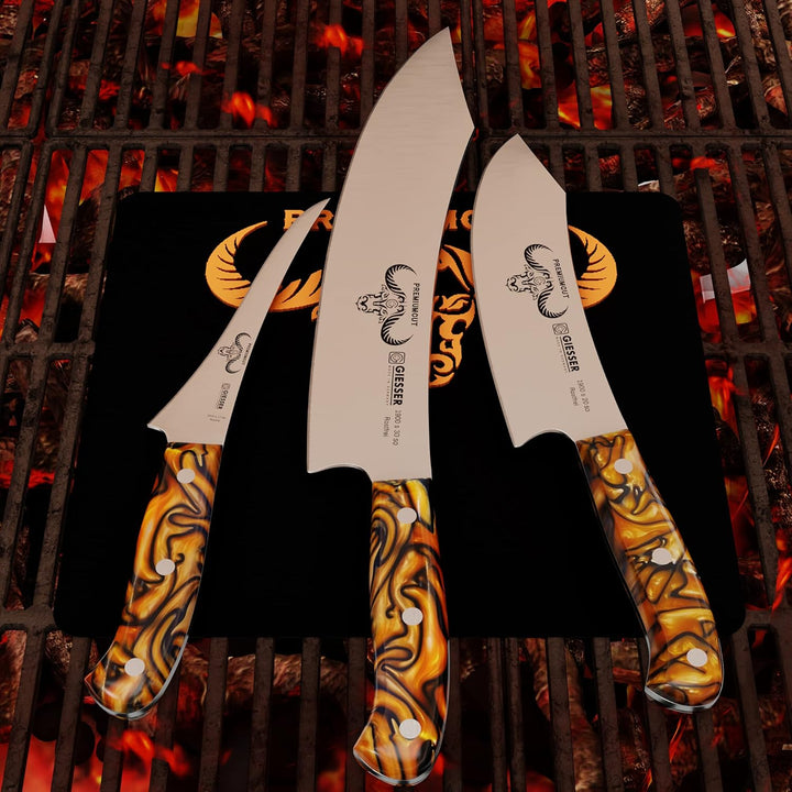 Giesser seit 1776 - Made in Germany - PremiumCut Spicy Orange Messerset 3 teilig Kochmesser 20 cm Ba