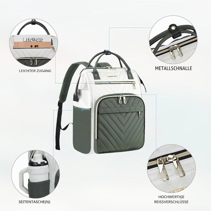 VANKEAN 17 Zoll Laptop-Rucksack für Damen und Herren, modische Computer-Arbeitstasche, grosse Kapazi