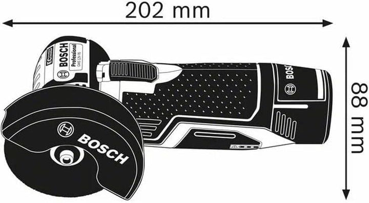 Bosch Professional 12V System Akku Winkelschleifer GWS 12V-76 (3 Trennscheiben, Scheibendurchmesser: