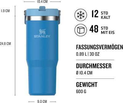 Stanley IceFlow Flip Straw Trinkflasche mit Strohhalm 0.89L - Thermosflasche Hält 12+ Stunden Kalt -