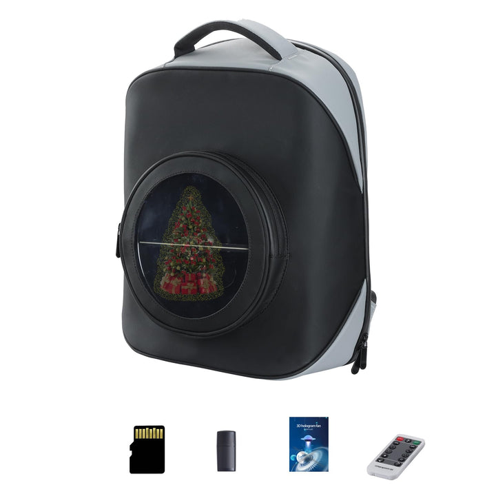 Missyou 3D Hologram Fan Backpack,20CM 3D Hologram Projector Advertising Display with Cover, 700 Vide