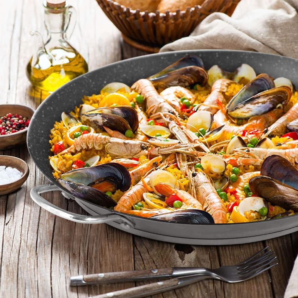 ROSSETTO Paella Pfanne Induktion 38 cm Paella-pfanne Grill, 18/10 Edelstahl Pfanne, für 4-6 Personen