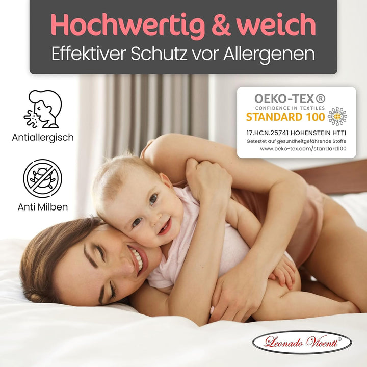 100% Wasserdichter Matratzenschoner 200x200 cm mit Rundumgummizug Baumwolle Matratzenauflage Nässesc
