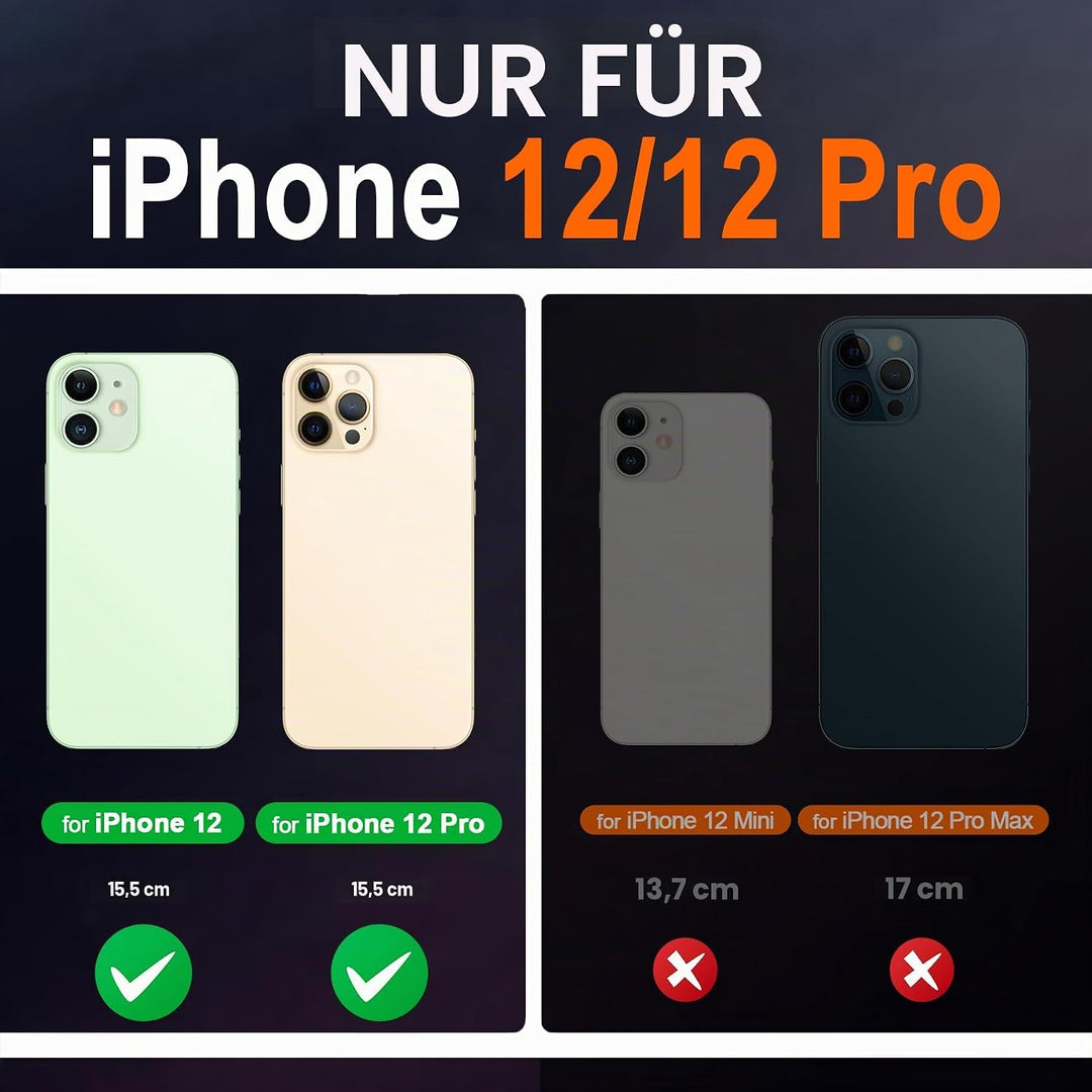 SHIELDON iPhone 12 Hülle, iPhone 12 Pro Handyhülle [Echtleder] [RFID-Sperre] [Kartenfach] [Magnet] [