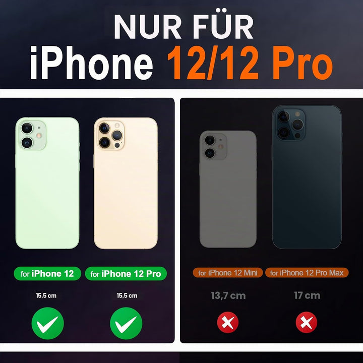SHIELDON iPhone 12 Hülle, iPhone 12 Pro Handyhülle [Echtleder] [RFID-Sperre] [Kartenfach] [Magnet] [