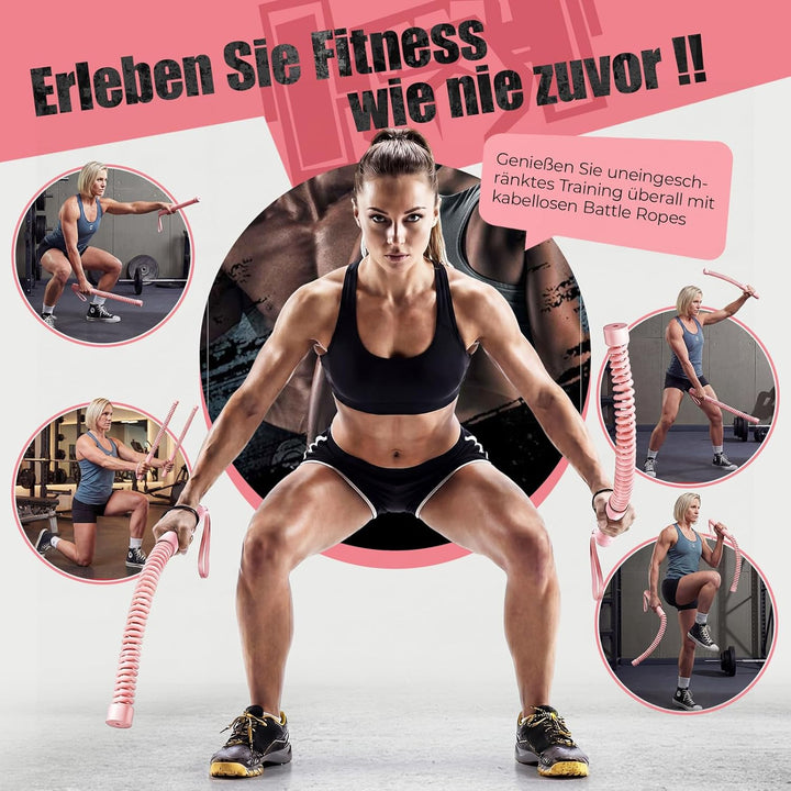 Battle Rope ohne Seil für das Heimtraining, Ropeless Battle Ropes mit 4 x 50 g Gegengewichten & Aufb
