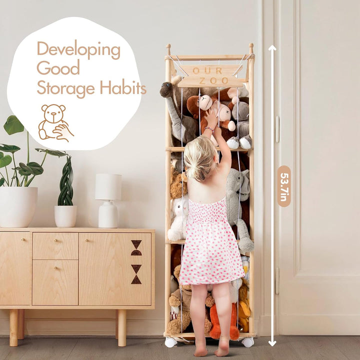 Massiv Kiefer Zoo Aufbewahrung Kuscheltier Organizer für Kinderzimmer | Massivem Kiefernholz, unters