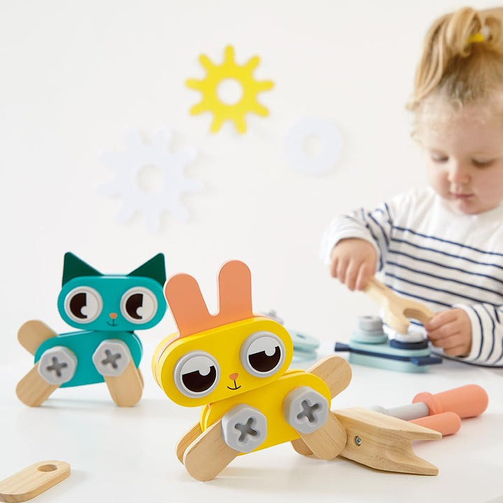Janod kleine Tiere zum Zusammenbauen Brico'Kids-Bauspiel Kind-53 Zubehörteile-Rollenspiel-Fördert Ha