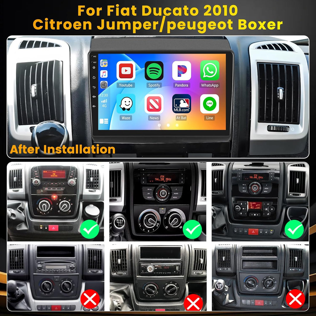Hikity 2G+64G Autoradio Android 15 für FIAT Ducato 2010/Citroen Jumper/Peugeot Boxer mit 9-Zoll-Touc