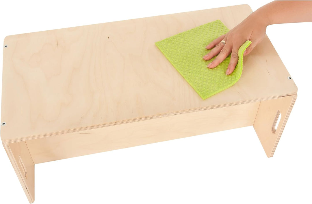 Kindermöbel – Kinder Sitzbank für Sitzgruppen aus Holz – mitwachsende Möbel mit Wendehocker – aus Bi