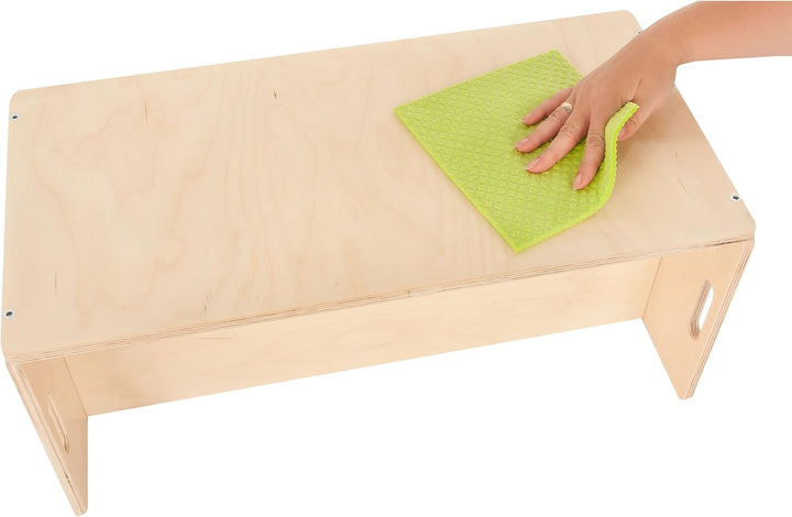 Kindermöbel – Kinder Sitzbank für Sitzgruppen aus Holz – mitwachsende Möbel mit Wendehocker – aus Bi
