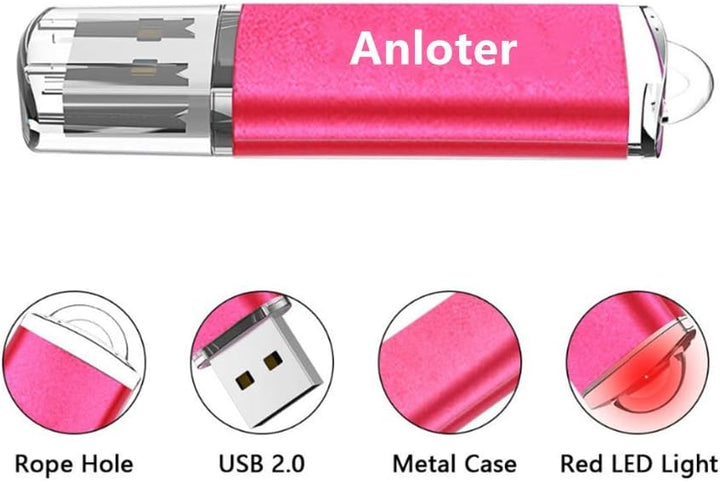 Anloter USB-Speicherstick, 50 Stück, für Computer, Laptop, Mac, Tablet, Geschenk (128 MB, Rosarot) 1