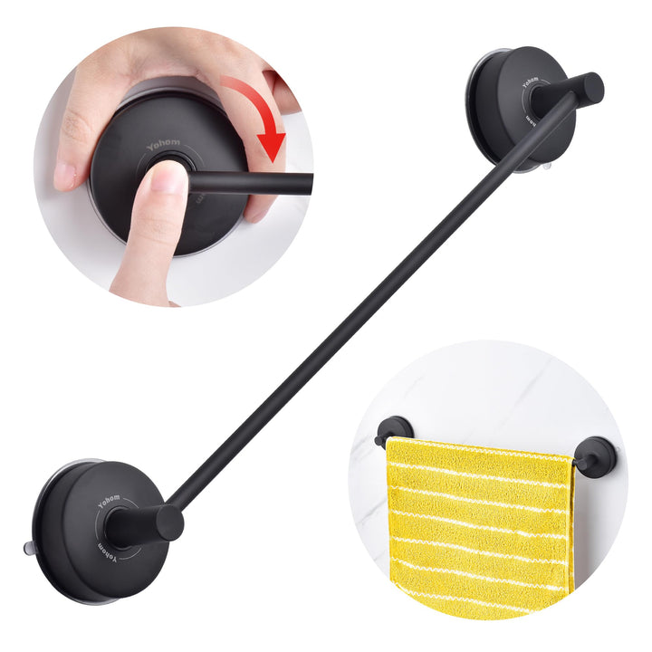 YOHOM 42,8cm Handtuchstange Saugnapf Ohne Bohren Handtuchhalterung Saugnapf Bad Handtuchstange Vakuu
