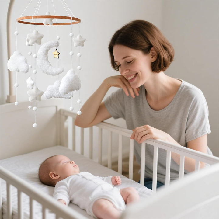 Mobile Baby – Stern Mond Baby Mobile für Bett, Babybett Mobile Baby Windspiele, Kinderzimmer Babyzim