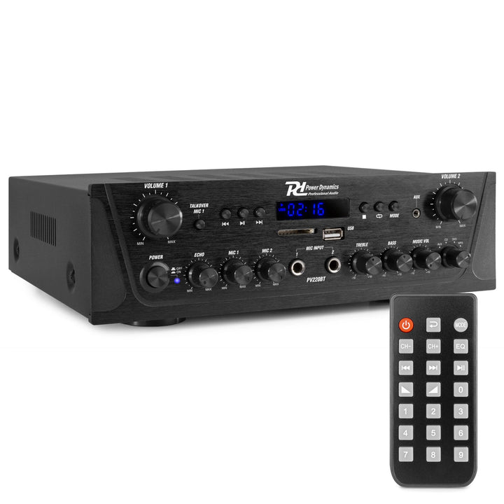 Power Dynamics PV220BT 2 Zonen Verstärker, 200 Watt Bluetooth Receiver, MP3-Player, UKW Radio, USB,