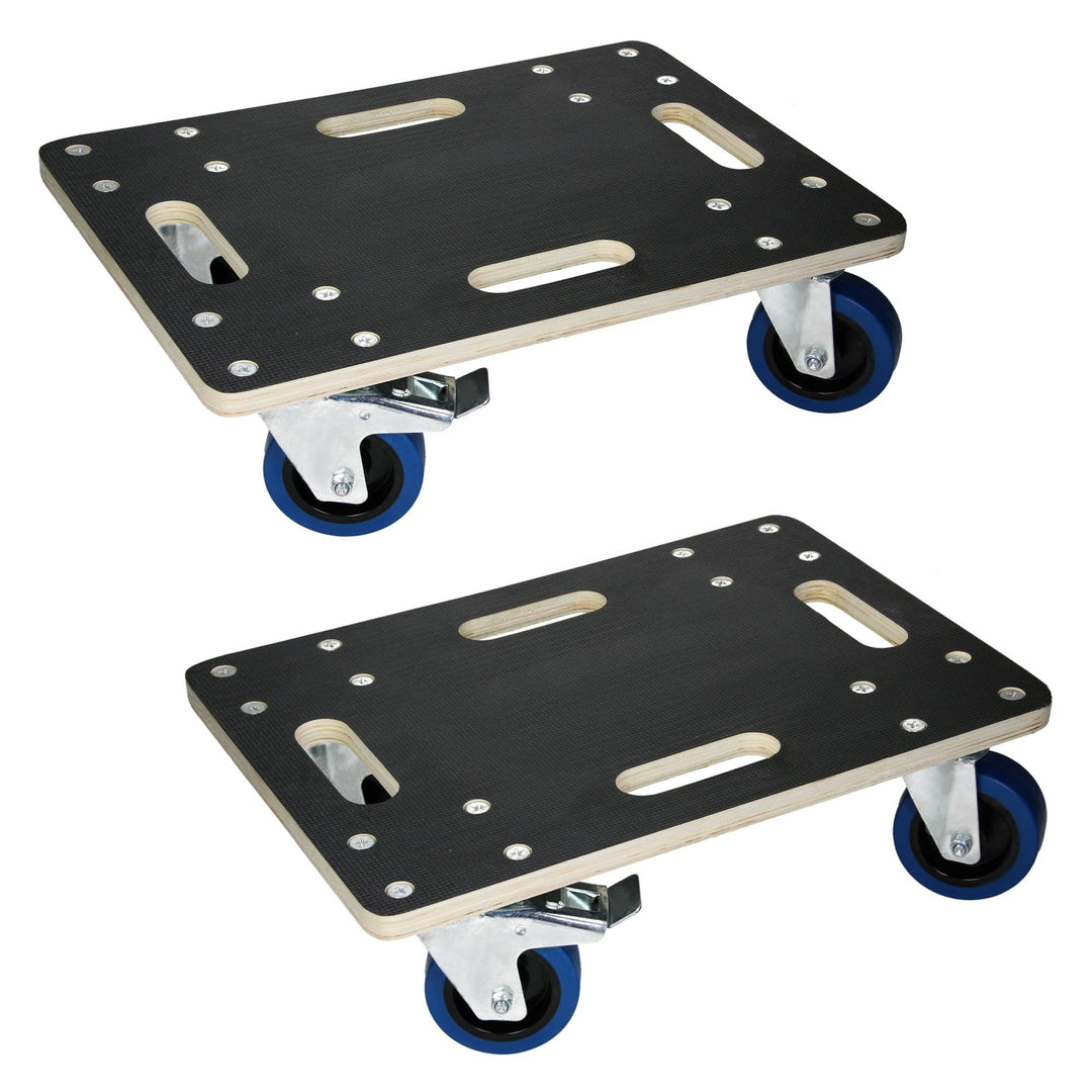 ECD Germany 2er Set Transportroller mit 2X Feststellbremse, 35x50 cm, 800kg Siebdruckplatte, PP-Räde