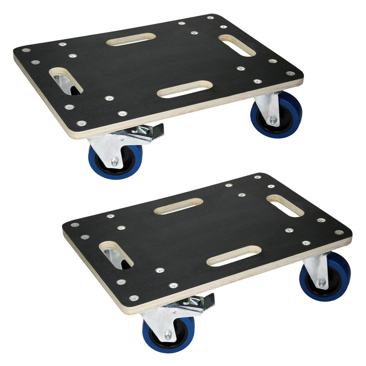 ECD Germany 2er Set Transportroller mit 2X Feststellbremse, 35x50 cm, 800kg Siebdruckplatte, PP-Räde