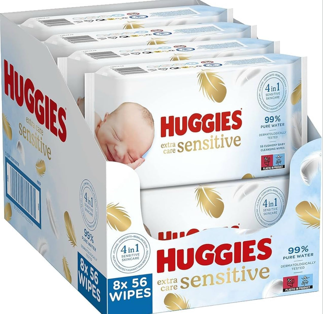 Huggies Pure Extra Care Sensitive Baby-Feuchttücher, Für den ganzen Körper, 99% reines Wasser, Parfü