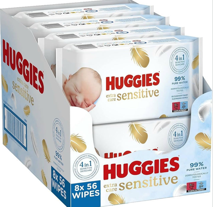 Huggies Pure Extra Care Sensitive Baby-Feuchttücher, Für den ganzen Körper, 99% reines Wasser, Parfü
