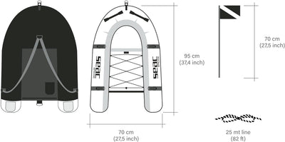 SEAC Unisex-Adult Bridge aufblasbarer Schwimmkörper für Freitaucher und Speerfischer, mit Schulterri