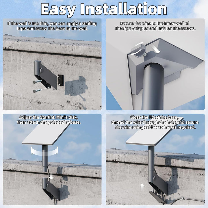 Starlink Mini Wandhalterung – 360° verstellbare Halterung, schweres Aluminium mit Kunststoffadapter,