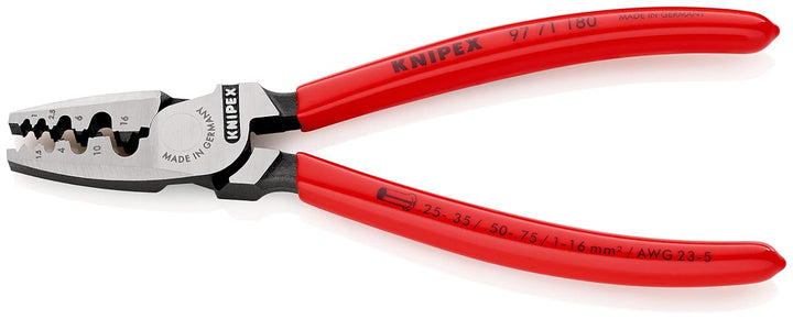 Knipex Crimpzange für Aderendhülsen mit Kunststoff überzogen 180 mm (SB-Karte/Blister) 97 71 180 SB