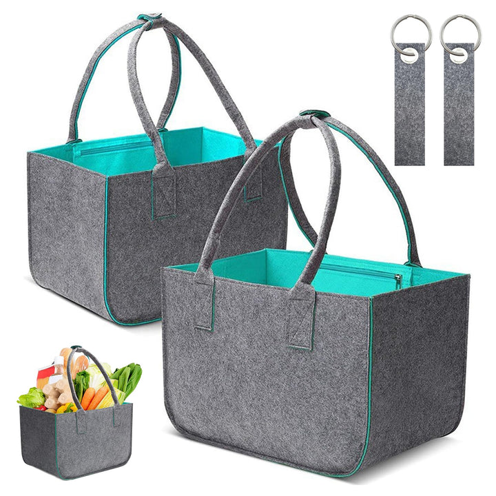 BEELUKY 2 Stück Filztasche Einkaufskorb,Filztaschen Shopping Bag, Einkaufstasche mit Henkel,Filz Ein